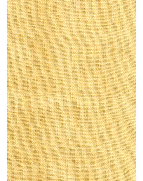 Bonita gelbes, mittellanges, ärmelloses, ausgestelltes Leinenkleid