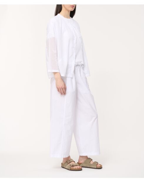 Witte broek van katoenen popeline met wijde pijpen Joan
