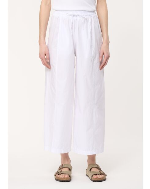 Witte broek van katoenen popeline met wijde pijpen Joan