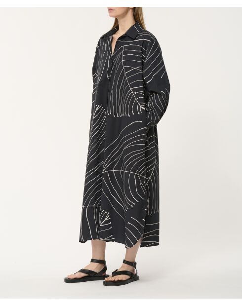 Jiro zwarte, rechte hemdjurk van katoenpopeline