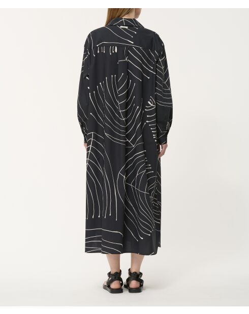 Jiro zwarte, rechte hemdjurk van katoenpopeline