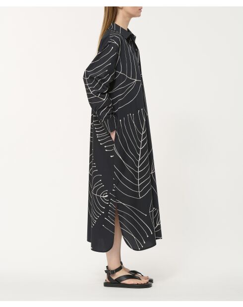 Jiro zwarte, rechte hemdjurk van katoenpopeline