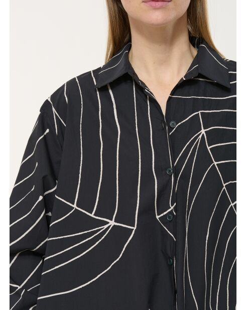 Jiro zwarte, rechte hemdjurk van katoenpopeline