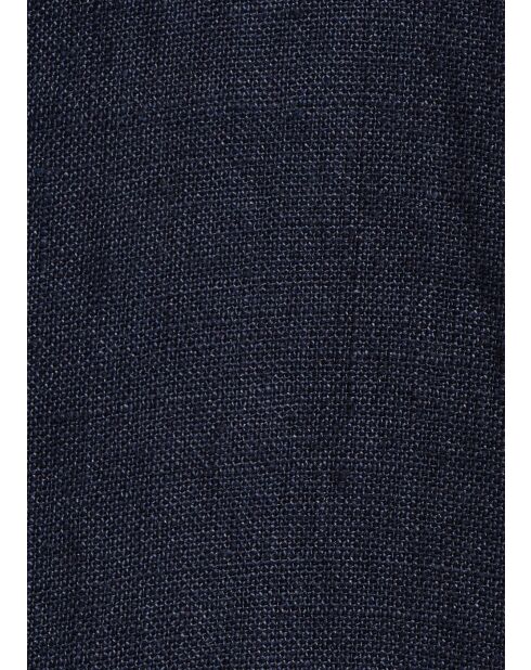 Bonita marineblaues, ärmelloses, mittellanges Leinenkleid mit ausgestelltem Ausschnitt