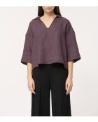 Locker sitzendes Leinenoberteil Jasmin Pflaume