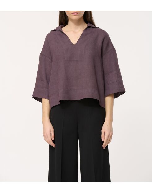 Jasmin plum ruimvallende linnen top
