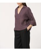 Locker sitzendes Leinenoberteil Jasmin Pflaume