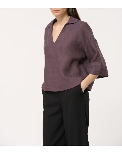 Jasmin plum ruimvallende linnen top