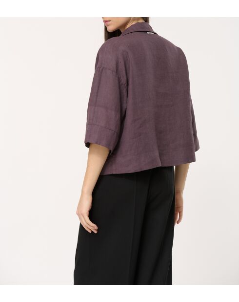 Jasmin plum ruimvallende linnen top