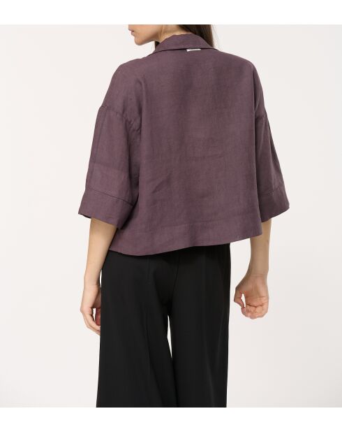 Jasmin plum ruimvallende linnen top