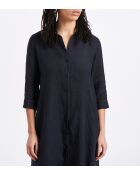 Marineblauwe uitlopende hemdjurk van zacht linnen Talicia