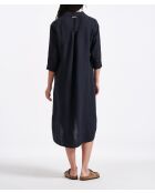 Marineblauwe uitlopende hemdjurk van zacht linnen Talicia