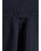 Marineblauwe uitlopende hemdjurk van zacht linnen Talicia