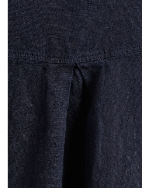 Marineblauwe uitlopende hemdjurk van zacht linnen Talicia