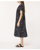 Zwarte rechte jurk van katoenen popeline met Bunta-print