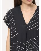 Zwarte rechte jurk van katoenen popeline met Bunta-print