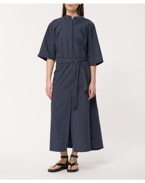 Robe longue en popeline de coton Juneli marine