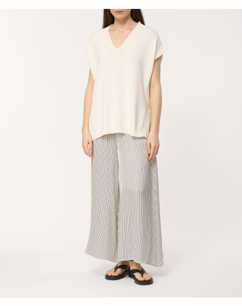 Witte satijnen broek met wijde pijpen van Bristom