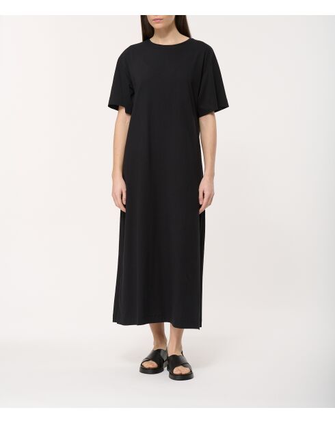 Janka zwarte rechte jurk van effen katoen