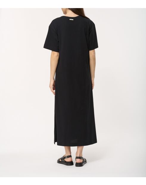 Janka zwarte rechte jurk van effen katoen