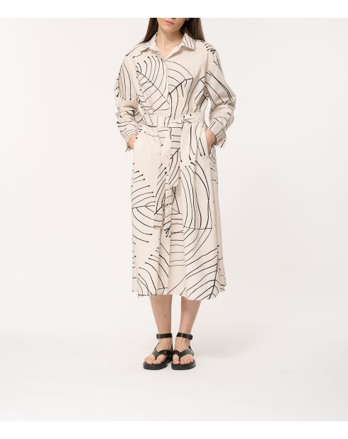 Jiro - Rechte hemdjurk van ecru katoenpopeline