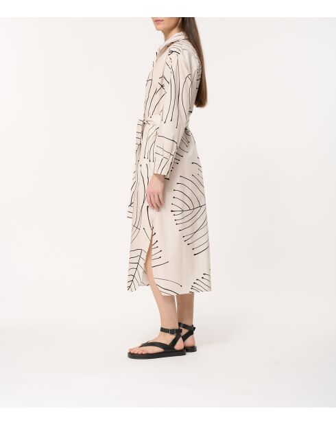 Jiro - Rechte hemdjurk van ecru katoenpopeline