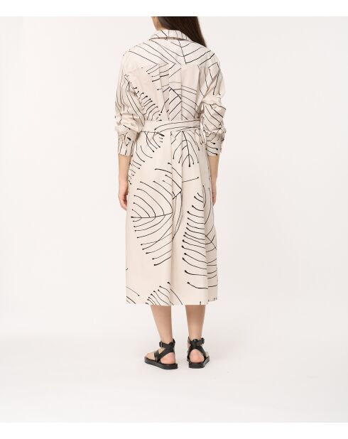 Jiro - Rechte hemdjurk van ecru katoenpopeline