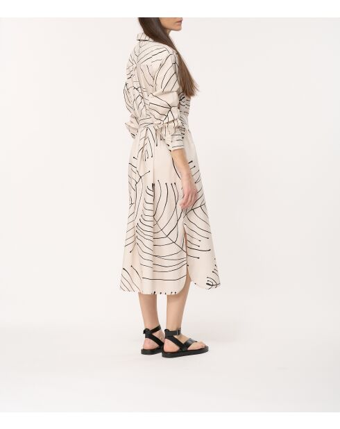 Jiro - Rechte hemdjurk van ecru katoenpopeline