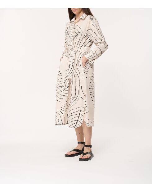 Jiro - Rechte hemdjurk van ecru katoenpopeline