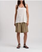 Top Tassilo in raso regolare ecrù