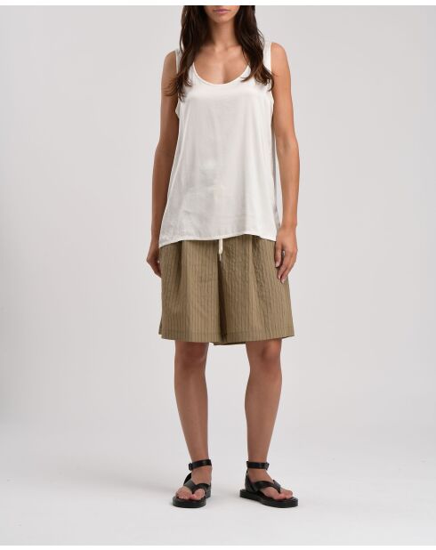 Top Tassilo in raso regolare ecrù