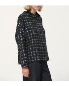 Marineblauwe oversized top met ruitjes Camu