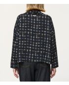 Marineblauwe oversized top met ruitjes Camu