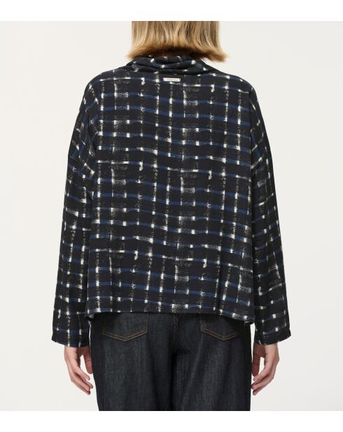 Marineblauwe oversized top met ruitjes Camu