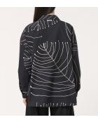 Oversize-Baumwollhemd mit Gemüseprint Basma in Schwarz