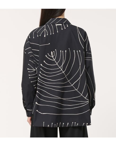 Oversize-Baumwollhemd mit Gemüseprint Basma in Schwarz