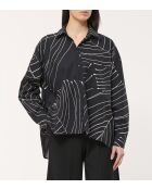 Oversize-Baumwollhemd mit Gemüseprint Basma in Schwarz