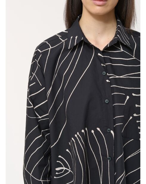 Oversize-Baumwollhemd mit Gemüseprint Basma in Schwarz