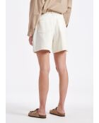 Tuc Coquillage ausgestellte Shorts aus ecrufarbener Baumwollgabardine mit hoher Taille