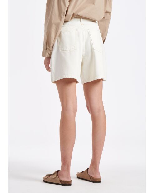 Tuc Coquillage ausgestellte Shorts aus ecrufarbener Baumwollgabardine mit hoher Taille