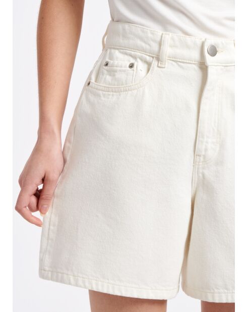 Tuc Coquillage ausgestellte Shorts aus ecrufarbener Baumwollgabardine mit hoher Taille