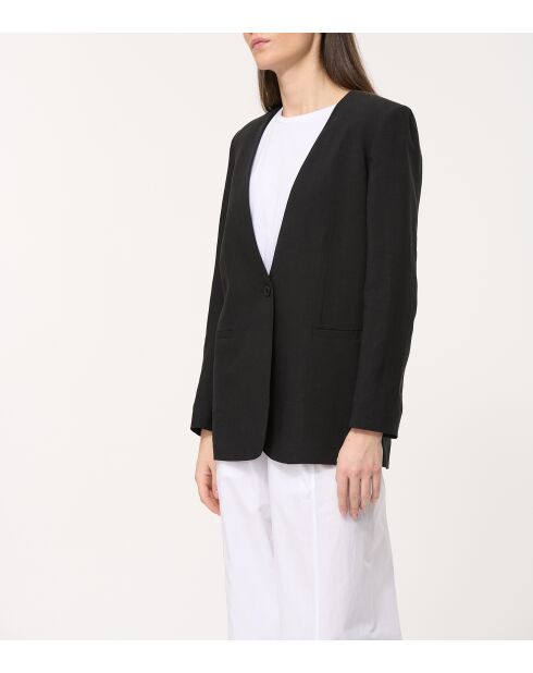 Zwart Jatza colbert van linnenmix