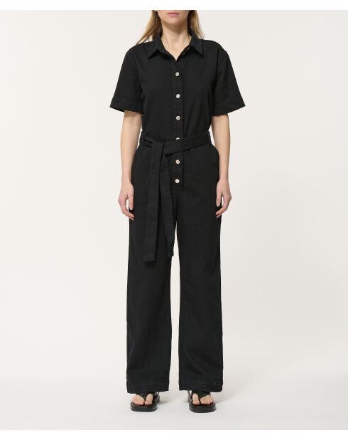 Jasinki schwarzer regulärer Overall aus Baumwollgabardine