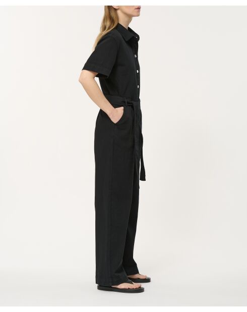 Jasinki schwarzer regulärer Overall aus Baumwollgabardine