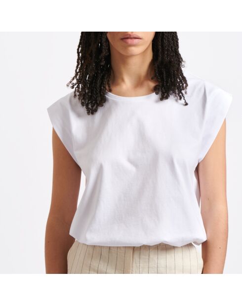 Weißes ärmelloses T-Shirt aus Biobaumwolle von Buki