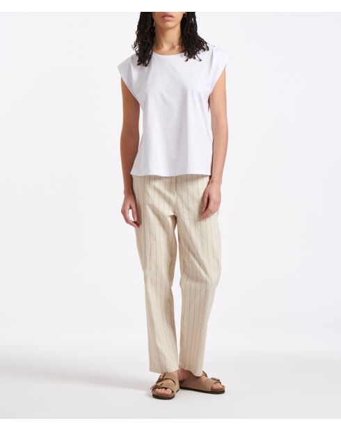 Weißes ärmelloses T-Shirt aus Biobaumwolle von Buki