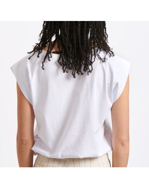 Weißes ärmelloses T-Shirt aus Biobaumwolle von Buki