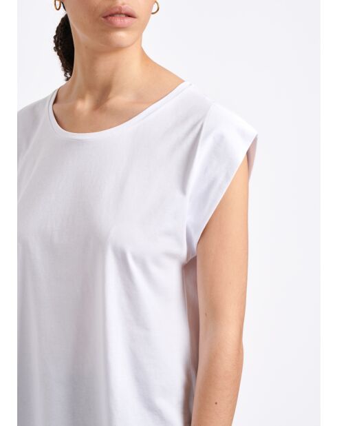 Weißes ärmelloses T-Shirt aus Biobaumwolle von Buki