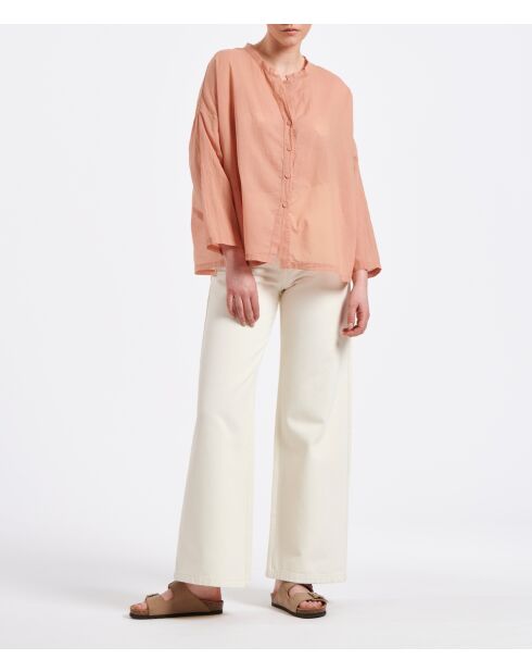 Tiriane sorbet - Oversized hemd van oudroze katoenvoile