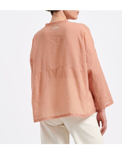 Tiriane sorbet - Oversized hemd van oudroze katoenvoile